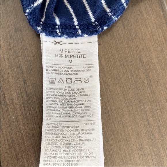 Gap Maxi Dress Body Ruching Navy Stripe Medium Petite - Picture 7 of 7